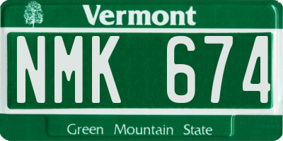 VT license plate NMK674