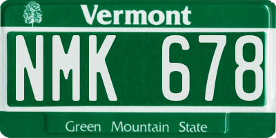 VT license plate NMK678