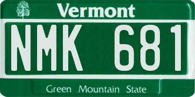 VT license plate NMK681