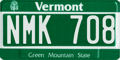 VT license plate NMK708