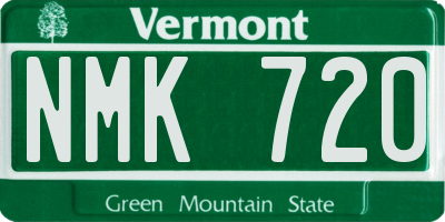 VT license plate NMK720