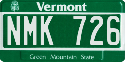 VT license plate NMK726