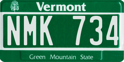 VT license plate NMK734