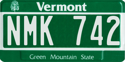 VT license plate NMK742