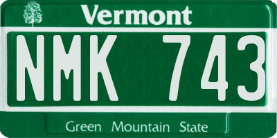 VT license plate NMK743