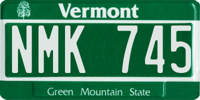 VT license plate NMK745