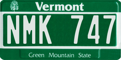 VT license plate NMK747