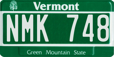 VT license plate NMK748