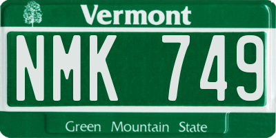 VT license plate NMK749