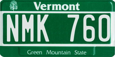 VT license plate NMK760