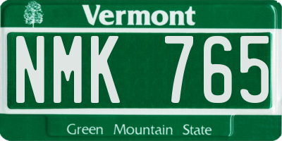 VT license plate NMK765