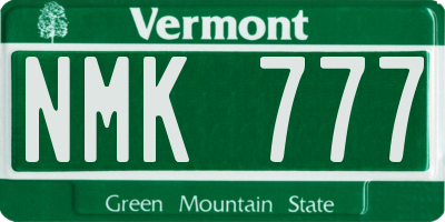 VT license plate NMK777