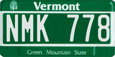 VT license plate NMK778