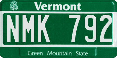 VT license plate NMK792