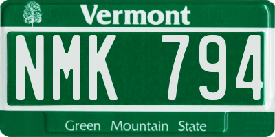 VT license plate NMK794