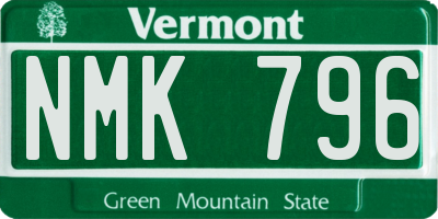 VT license plate NMK796