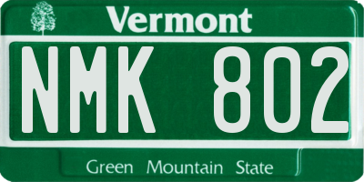 VT license plate NMK802