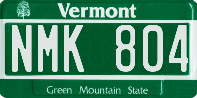 VT license plate NMK804