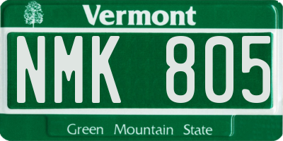 VT license plate NMK805