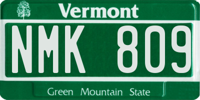 VT license plate NMK809