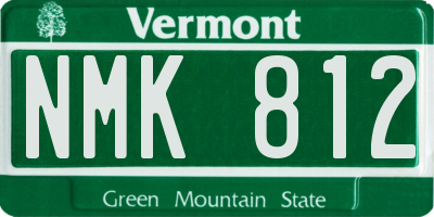 VT license plate NMK812