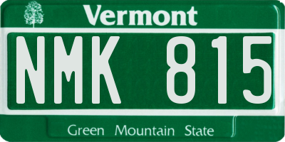 VT license plate NMK815