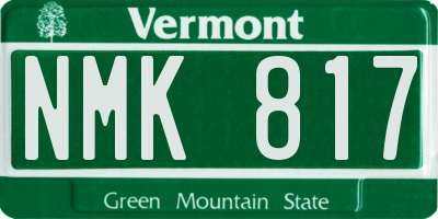 VT license plate NMK817