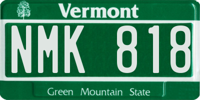 VT license plate NMK818