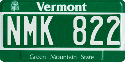VT license plate NMK822