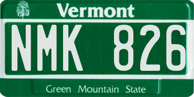 VT license plate NMK826