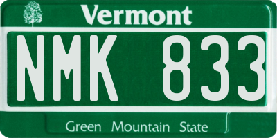 VT license plate NMK833