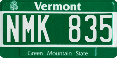 VT license plate NMK835