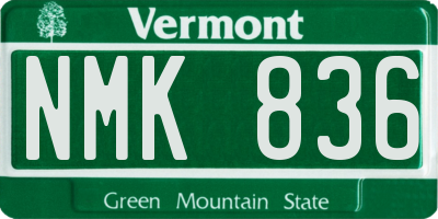 VT license plate NMK836