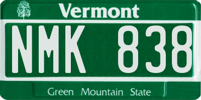 VT license plate NMK838