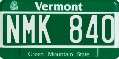 VT license plate NMK840
