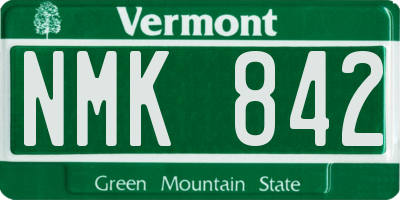 VT license plate NMK842