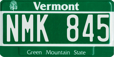 VT license plate NMK845