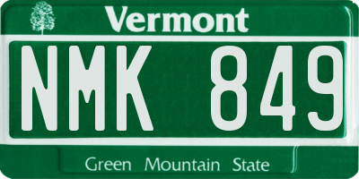 VT license plate NMK849