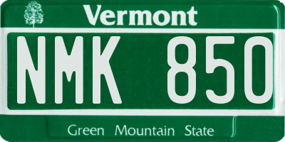 VT license plate NMK850