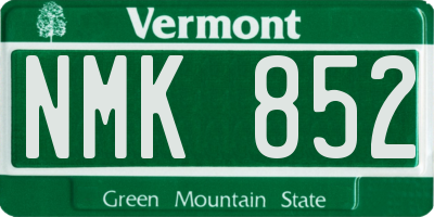 VT license plate NMK852