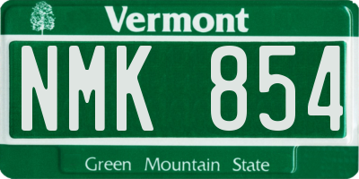 VT license plate NMK854