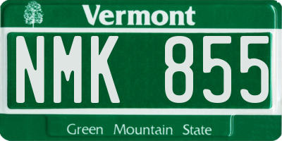 VT license plate NMK855