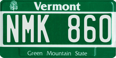 VT license plate NMK860
