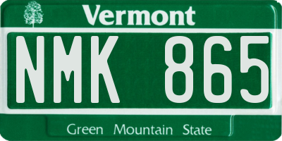 VT license plate NMK865