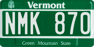 VT license plate NMK870