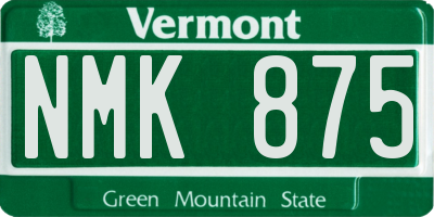 VT license plate NMK875