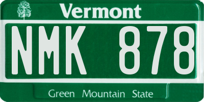 VT license plate NMK878