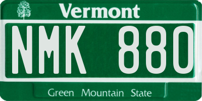 VT license plate NMK880