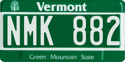 VT license plate NMK882