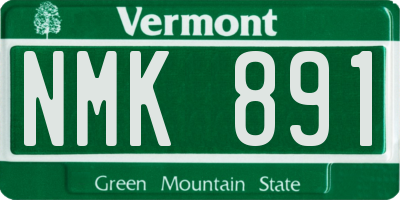 VT license plate NMK891